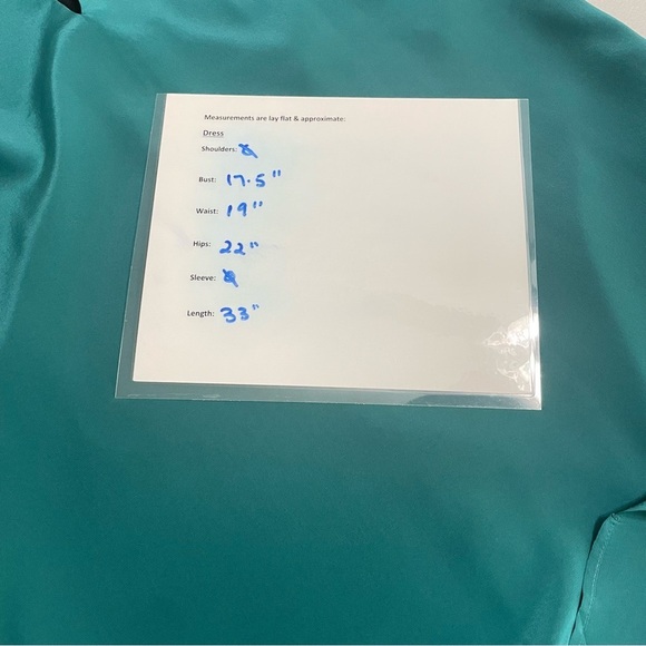 LAVENDER BROWN Solid Teal 100% Silk Zipper Print Dress size Small - Picture 12 of 13